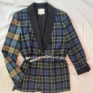 Tibi Blazer in plaid with waist belt